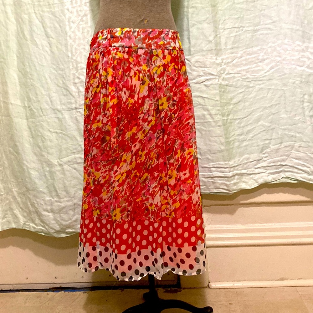 Romy floral polka dot print lined chiffon summer skirt